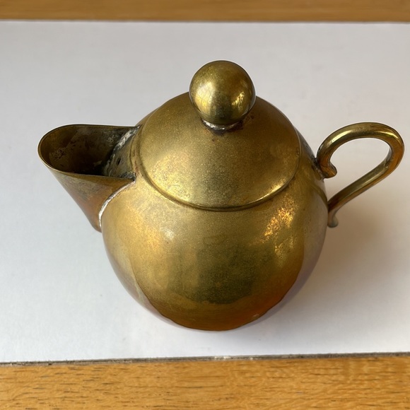 VTG Brass Coffee Pot, Creamer & Sugar Bowl - Picture 6 of 7